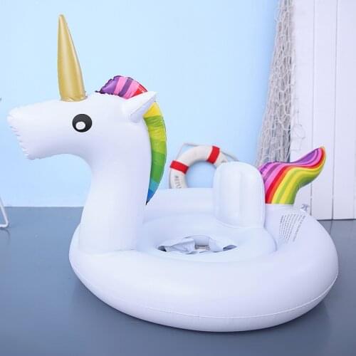 Hot Unicorn Baby Swimming Ring Infant Float Pool Swim Circle Inflatable PVC Water Seat with Back Support Anti-rollover