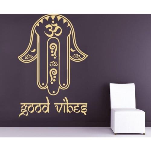 Hamasa Hand Wall Decals Buddha Vinyl Waterproof Stickers Muraux Hand Of Fatima Pattern Wall Sticker Art Removable Decor SYY284
