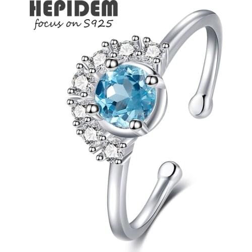 HEPIDEM 100% Really Topaz 925 Sterling Silver Rings 2021 New Women Natural Blue Gemstones Gift S925 Fine Jewelry 6144