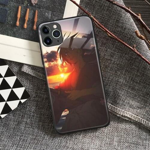 Himura Kenshin Rurouni Kenshin Anime Soft Silicone Glass Phone Case for IPhone SE 6s 7 8 Plus X Xr Xs 11 12 Mini Pro Max Samsung