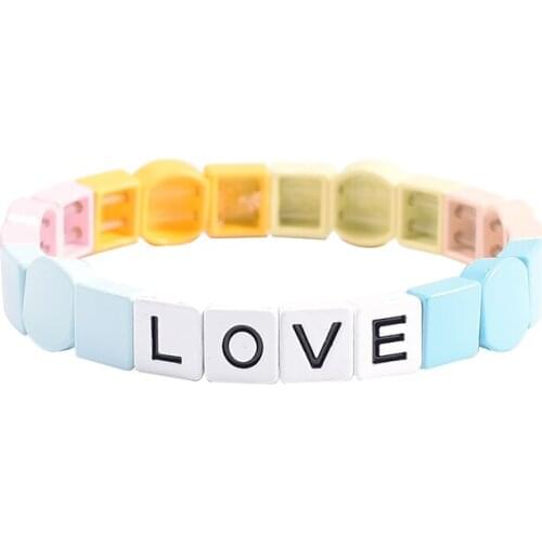 2020 bracelet with letter girl vsco hematite honeycomb bracelet tile stackable Bracelet best friend armband now united group