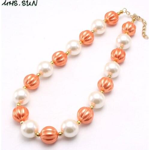 MHS.SUN Kids Girls Beads Necklace Fashion Pumpkin Bubblegum Necklace Handmade Jewelry For Children Party Gift Accessories