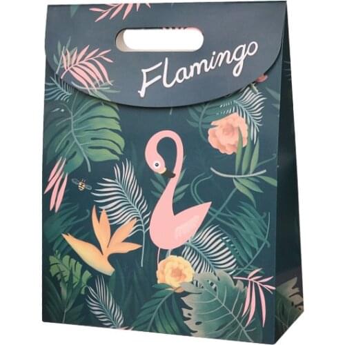 Cartoon Flamingo Sticky Bag Creative paper Candy box Gift Bags Wedding party birthday baby shower Decoration Supplies LIN4894