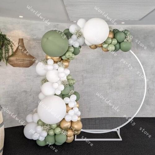 Global DIY Dusty Green Balloon Garland Arch Kit Matte White Gold Baby Shower Balloons Gender Reveal Wedding Birthday Party Kit