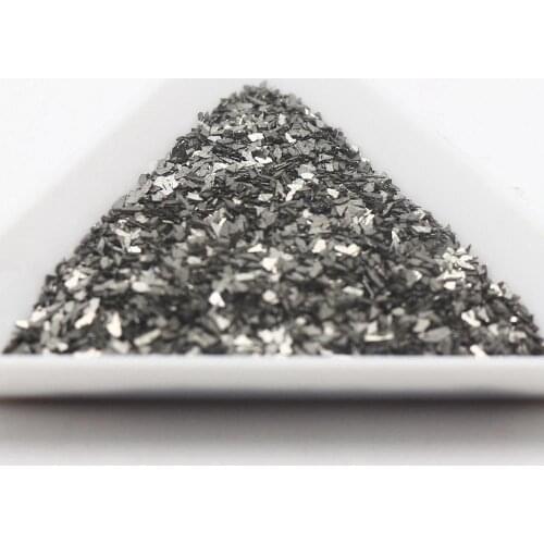 45 Gram Silver colour Glass Crushed Chips Irregular Shape Nail Art Tips + Storage Box