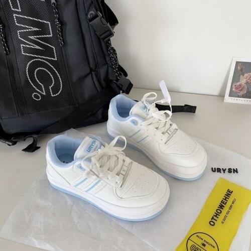 2021 New round Toe White Shoes Girl Cute Shoes Casual Sneakers All-Matching Sneakers Fashion