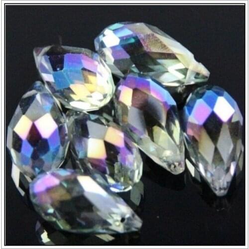 Wholesale 100pcs 6x12mm White AB Faceted Teardrop Crystal Glass Beads For Jewelry Making Cute Necklace Craft Bracelet DIY Beads