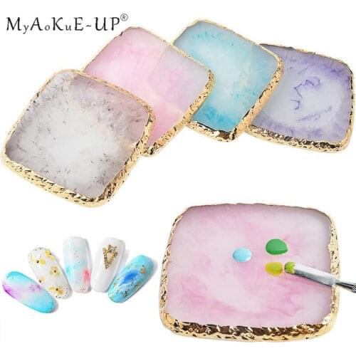 Resin Stone Eyelash Glue Holder Plate Pad Nail Art Palette Gel Polish Foundation Mixing Eyelash Adhesive Stand Cosmetics Tools