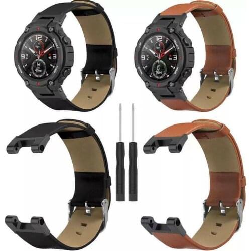For Amazfit T-Rex PRO smart watch strap Double-sided First Layer Cowhide sports band belt for xiaomi amazfit t-rex Accessories