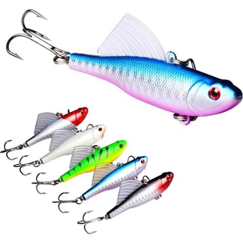 Fishing Lure With Wing Ocean Fishing Bass Transparent Fin 17.8g/6.5cm Arificial Lures 3D Eye VIB 1 Piece Sale