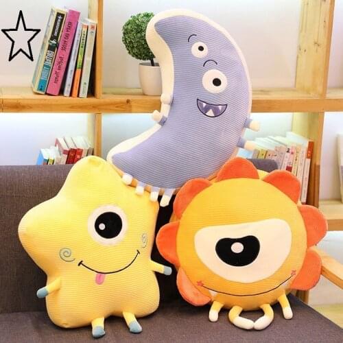 Cute Plush Toys Sun and Stars Moon Pillows Sofa Cushions Ornaments Childrens Dolls Anime Plush