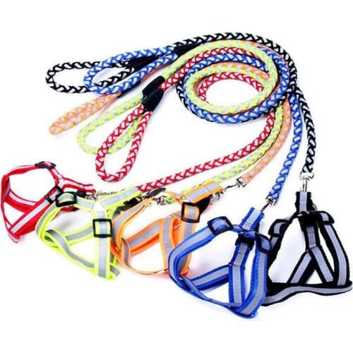 Reflective Nylon Small Large Pet Dog Harness with Collars All Weather Padded Adjustable Safety Vehicular leads for pet dogs