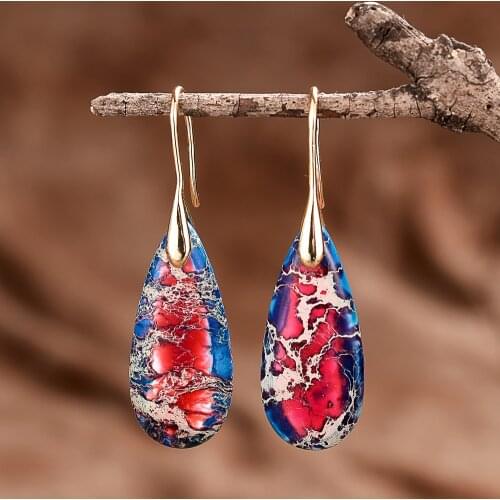 Women Natural Stone Earrings Teardrop Lady Fashion Drop Earrings Love Gifts Jewelry Dropshipping