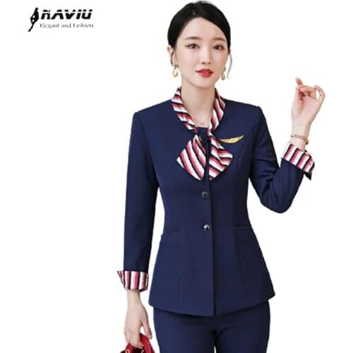 Navy Blue Suits Women 2021 New Autumn Fashion Temperament Business Formal Slim Blazer And Pants Office Ladies Work Wear Black