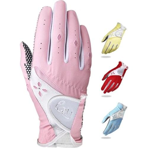 Hot Sale Women Golf Gloves Top Soft Breathable PU Leather with Non-Slip Particle Outdoor Sports Wholesale Golf Accessories 2pcs