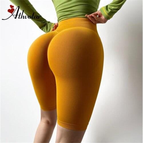 ATHVOTAR Women Gym Shorts High Waist Elastic Tummy Control Butt Lift Sports Shorts Women Seamless Running Fitness Shorts