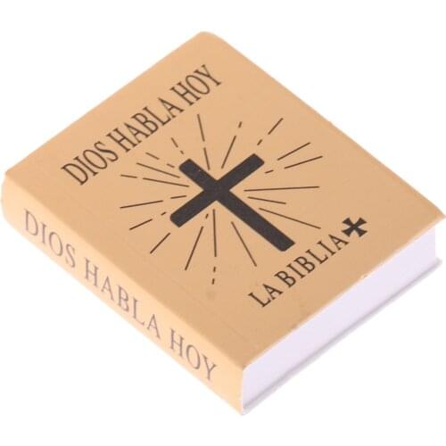 1/6 Scale Mini Spanish Edition Holy Bible Book Dollhouse Miniature Gold