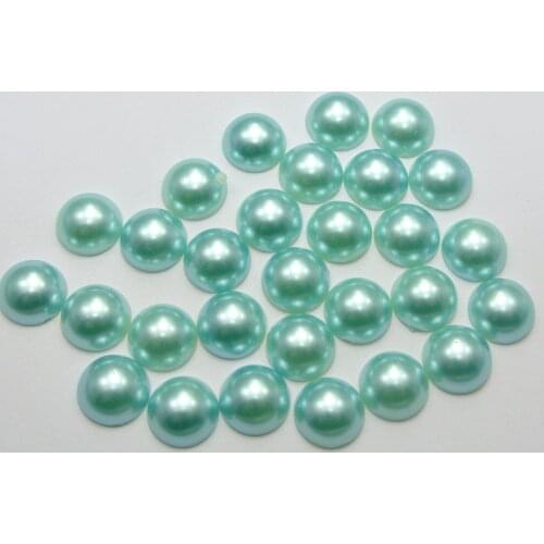 100 Sky Blue Half Pearl Bead 12mm Flat Back Scrapbook Craft
