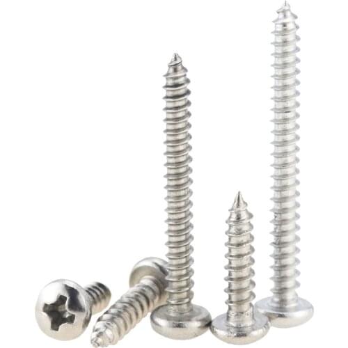 2PCS M5.5*13-80 25 30 35 40 45 50 55 60 65 70 Small 304 Stainless Steel Cross Phillips Pan Round Head Self Tapping Screw M5.5x13