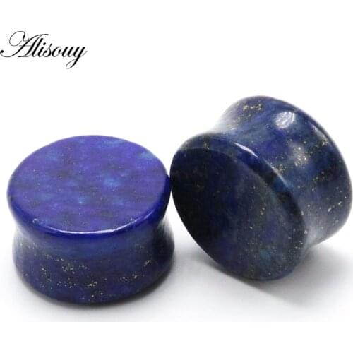 Alisouy 2PC Stone Ear Plug Gauges Earrings Women Men Ear Plug Flesh Tunnel Piercing Expander Ear Stretcher Body Piercing Jewelry