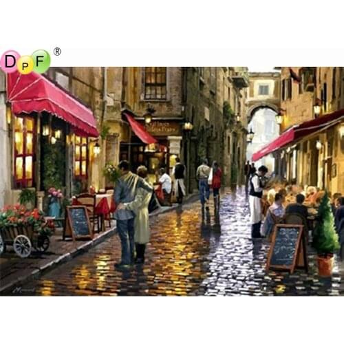 DPFdiamond painting cross stitch street people DIY full square diamond embroidery mosaic home decor gifts kits handwork