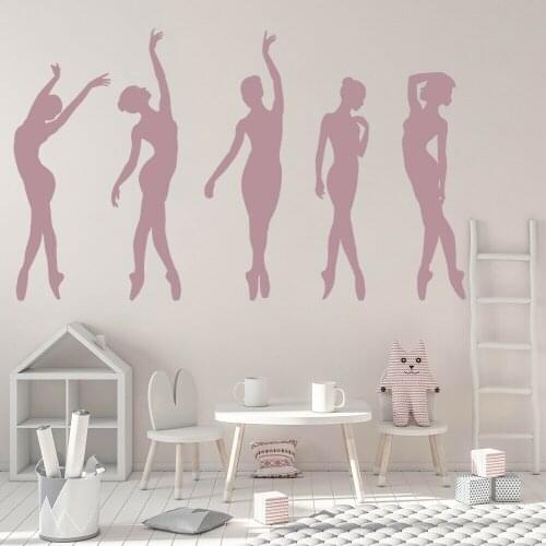 Ballet Dance Group Wall Decal Elegant Beautiful Girls Vinyl Window Stickers Woman Bedroom Dance Room Interior Decor Mural Q053