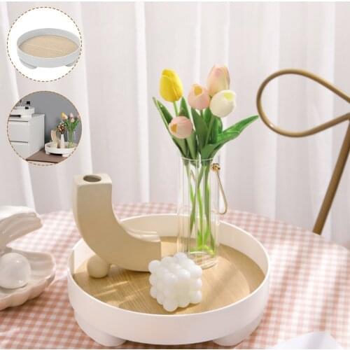 Cutelife Ins Nordic Plastic Round Storage Tray Tableware White Ring Tray Decorative Jewelry Desktop Wedding Kitchen Serving Tray