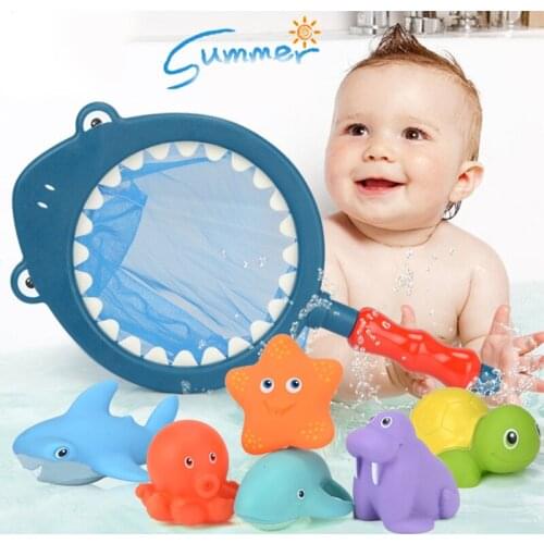 Baby Bath Toys Soft Rubber Animals Kids Water Toys Squeeze Sound Spraying Beach Bathroom Toys For Kid Girl Boys 0-12 13-24 Month