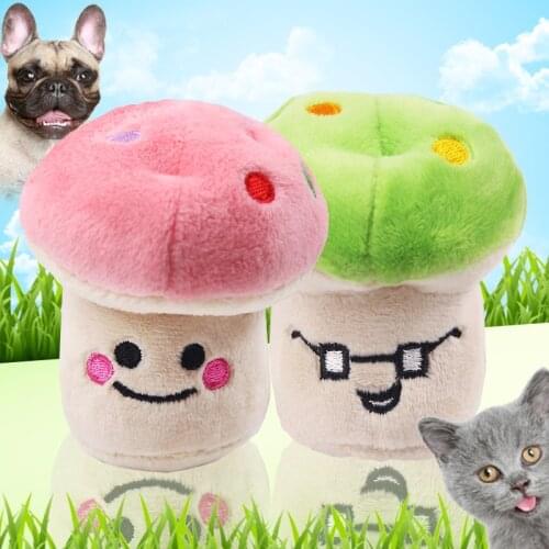 Pet Toy Funny Pink Mushroom Green Mushroom Plush Vocal Teddy French Bulldog Samoyed Garfield Toy