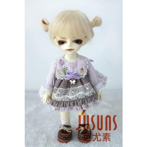 JD415 1/12 Cute two pony BJD mahair wigs for tiny doll in size 3-4inch 4-5 inch doll hair fashion doll accessories
