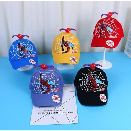 Spiderman Anime Disney Marvel superheroes Kids Hat Boys Girls Peaked caps anime Spider-man kids summer Caps Figure Gift Toys
