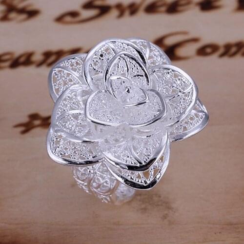 Ring Silver Plated Ring Silver fashion jewelry ring factory prices Flower Ring /SMWSJPTC CCDRAZSBR116