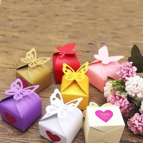 2019 New Free Shipping Wedding Favorate Canddy Box Thank You Sticker Label Butter Flower Design 7 Colours New Sale