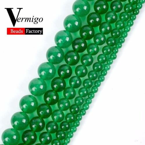 Wholesale Natural Stone Beads Green Chalcedony Jades Round Loose Beads For Beadwork Jewelry Making 4-12mm Diy Bracelet 15"