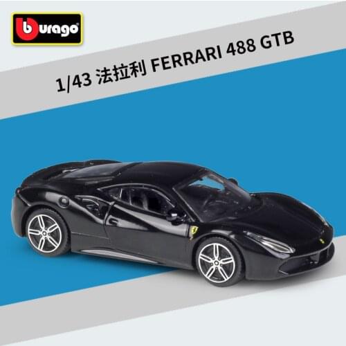 Bburago 1: 43 Ferrari 488 GTB black alloy car model Collection Gift Decoration toy