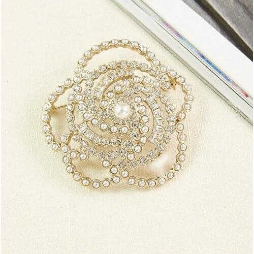 Brand Fashion Jewelry Vintage Style Sunflower Brooch Party Sweater Brooche Flower Pearl Fashon Camellia Brooches