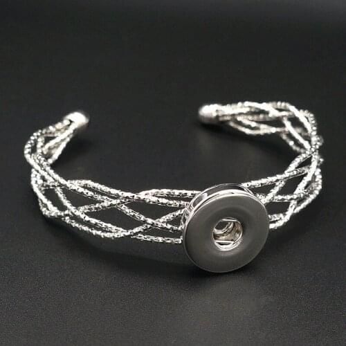 Fashion Hollow pattern chains metal Snap bracelet bangle 3tyles fit 18MM snap buttons jewelry wholesale SG0085