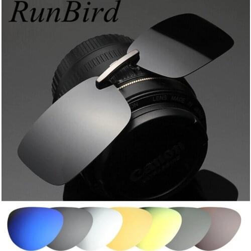 RunBird Mirrored Polarized Sunglasses Clip Driving Clip Men Coating Myopia Clip on Sun Glasses UV400 With Box Case sg095