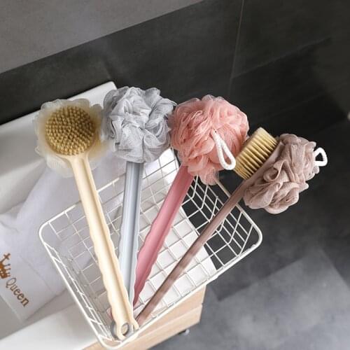 Soft Hair Long Handle Rubbing Back Bath Brush Flower Two-In-One Bath Ball For Adult Dual Purpose Scrubbing Brush