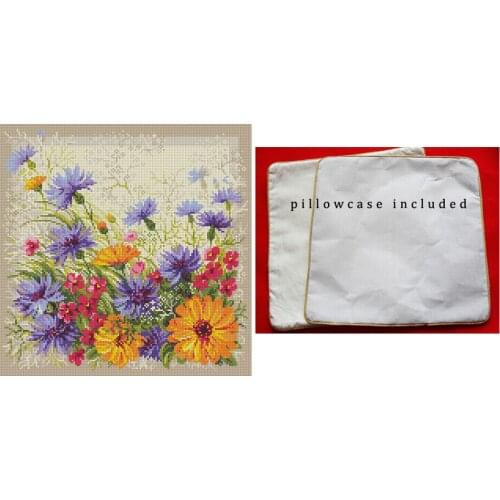 Top Quality Pillow Cross Stitch Kit Riolis 1413 Daisy Camomile Chamomile Flower Flowers pillowcase pillow case included