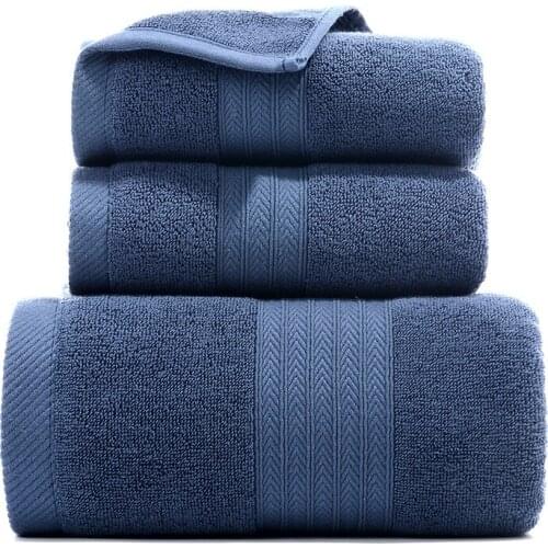 New 3pcs/set 100% cotton towel set with 2pcs face washcloths and 1 pc bath towels bath set for family guest baths Terry