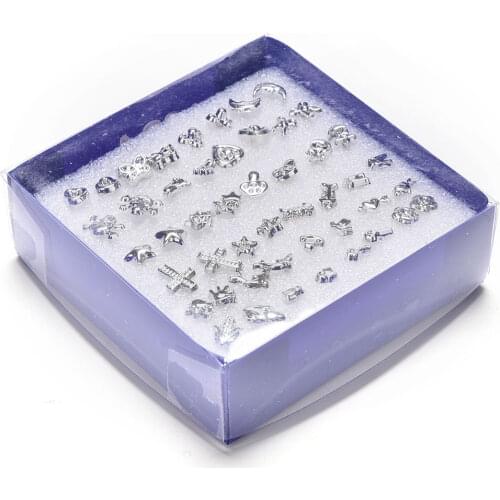 24 Pairs Fashion Wholesale Mix Silver Silver plated Plastic Ear Stud Earring