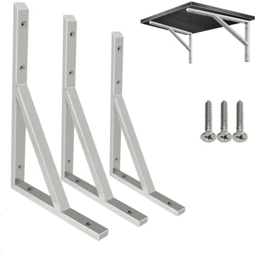 2PCS 12-20 Inch Wall Bench Rack Heavy Duty Stainless Steel Triangular Shelf Bracket for Table Support DIY Furniture Hardware
