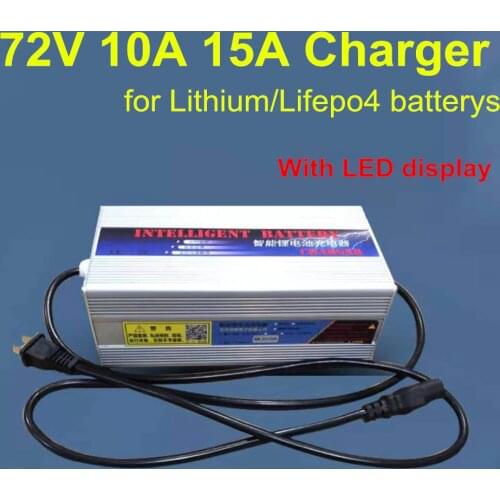 72V 10A 15A 20S 84V li-ion 24S 87.6V lifepo4 Smart adjustable Charger With LCD Display for lithium ion lipo batterys