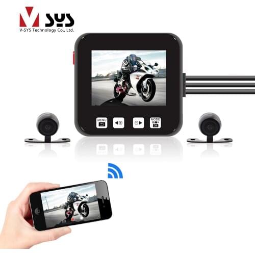 SYS VSYS M6 WiFi Dual Motorcycle Camera Recorder Dash Cam Front 1080P+720P Rear Waterproof Lens Motorbike DVR (Remote / GPS)