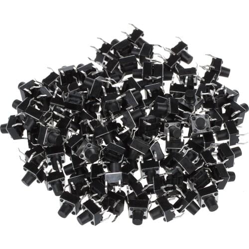 Top quality SODIAL(R) 100 Pcs 6x6x7mm Momentary Tactile Tact Push Button Switch 4 Pin DIP Through Hole