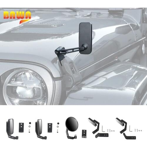 BAWA Car Rearview Mirror Engine Hood Lock Reversing Mirror Adjustment Blind Spot Mirror for Jeep Wrangler JL 2018 2019 2020