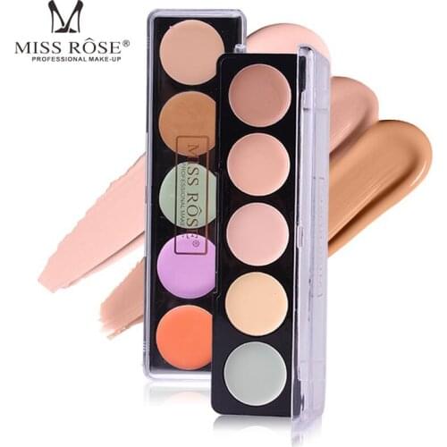 MISS ROSE new 5 color black eye acne concealer cream base cream face makeup palette professional concealer cosmetics