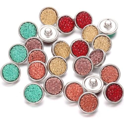 10pcs/lot New Snap Jewelry Shiny Flower Glass Resin 12mm Snap Buttons Fit 12mm Snap Bracelet Earrings Necklace Ginger Charms
