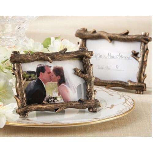 100pcs Vintage Rustic Scenic View Tree Branch Resin Photo Frame Place Card Photo Holder Wedding Favor Baby Shower Gift